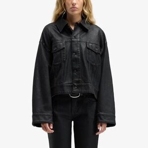 7 For All Mankind Oli Cropped waxed trucker jacket